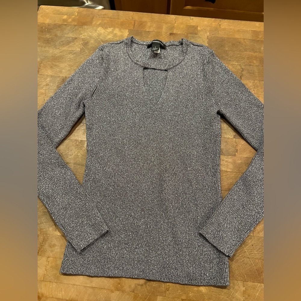 Y2K Silver Sparkling INC long sleeved sweater Holiday Christmas Vintage Sz Small